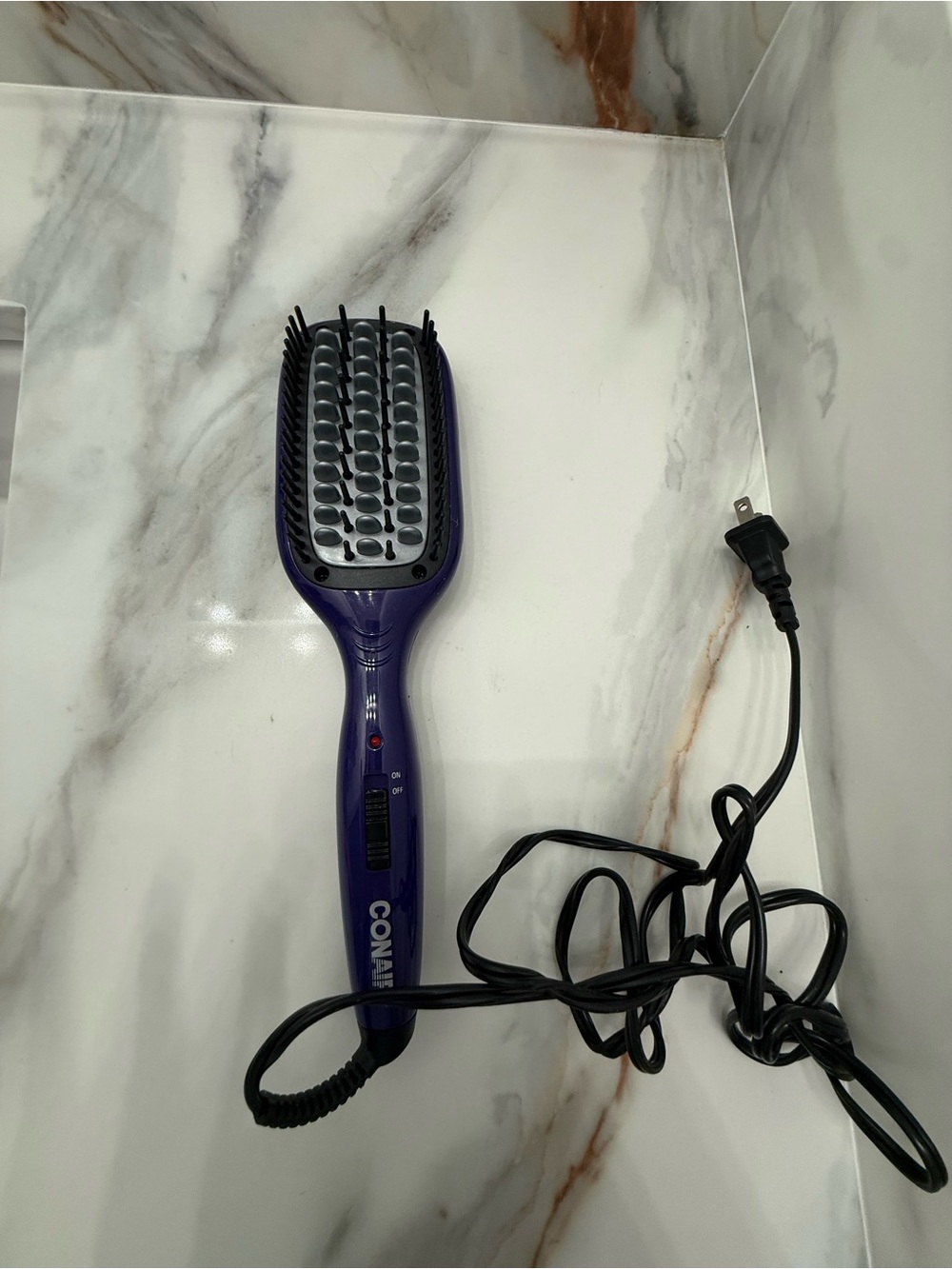 Conair Purple Ionic Heated Straightening Brush - Smooth Hair Fast